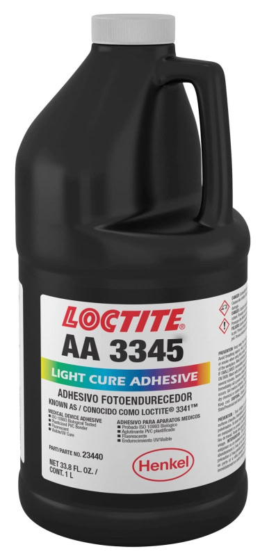 Preview: Henkel™ Locttite® AA 3345 UV Klebstoff, 1 L, Transparent bis leicht Strohfarben, 231763, Mit Medizinfreigabe,  Zum Kleben von Glas, Metallen und medizinischen Geräten/ Einwegartikeln