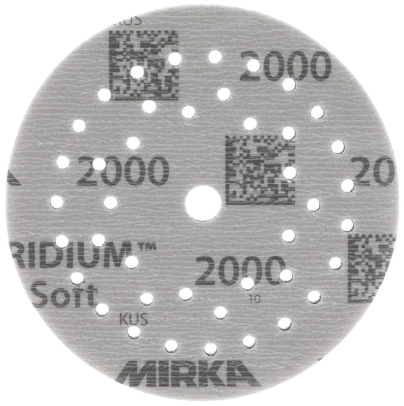 Preview: Mirka® Iridium® Soft Schleifscheibe 249M202094, Ø 125 mm, Dicke: 5 mm, P1500, A (Aluminiumkorn), Multilochung, Kletthaftend, Für Lackschliff & Grundierungsschliff