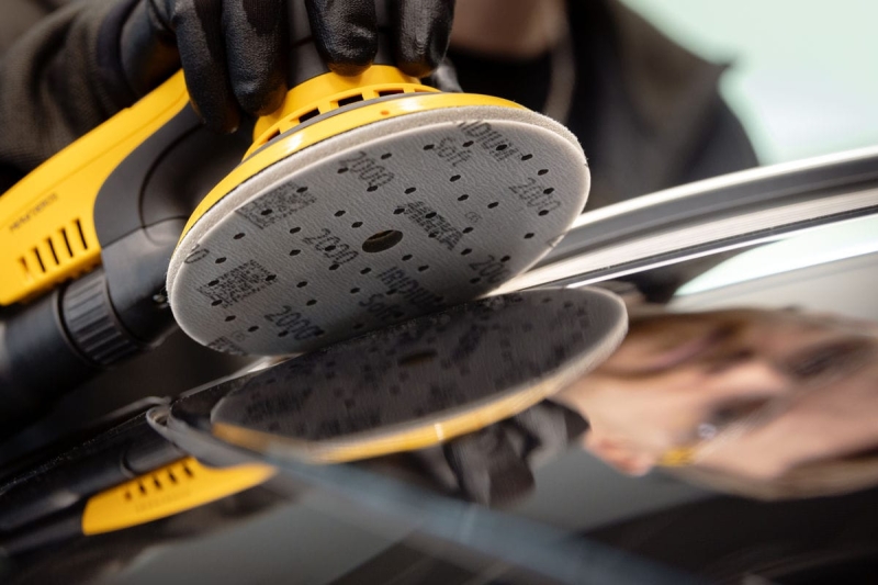Preview: Mirka® Iridium® Soft Schleifscheibe 249M202093, Ø 125 mm, Dicke: 5 mm, P1200, A (Aluminiumkorn), Multilochung, Kletthaftend, Für Lackschliff & Grundierungsschliff