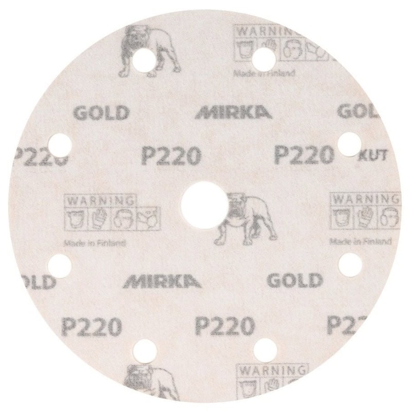 Preview: Mirka® Gold 2362605040, Ø 150 mm, P40, 9-fach gelocht, Kletthaftend, Schleifscheibe mit Aluminiumkorn