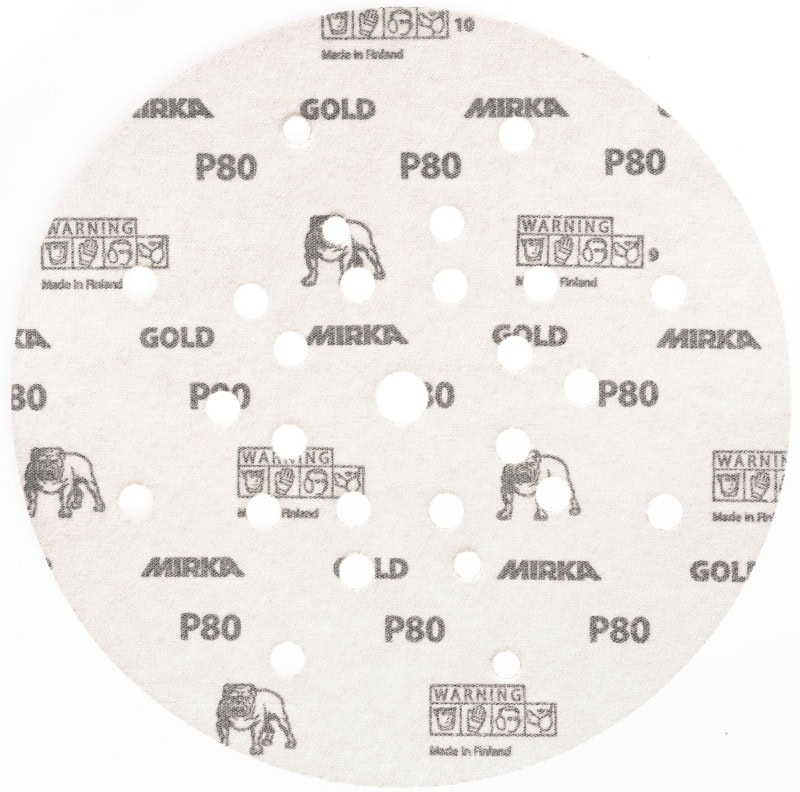 Preview: Mirka® Gold 2364802540, Ø 225 mm, P40, 27-fach Gelocht, Kletthaftend, Schleifscheibe mit Aluminiumkorn