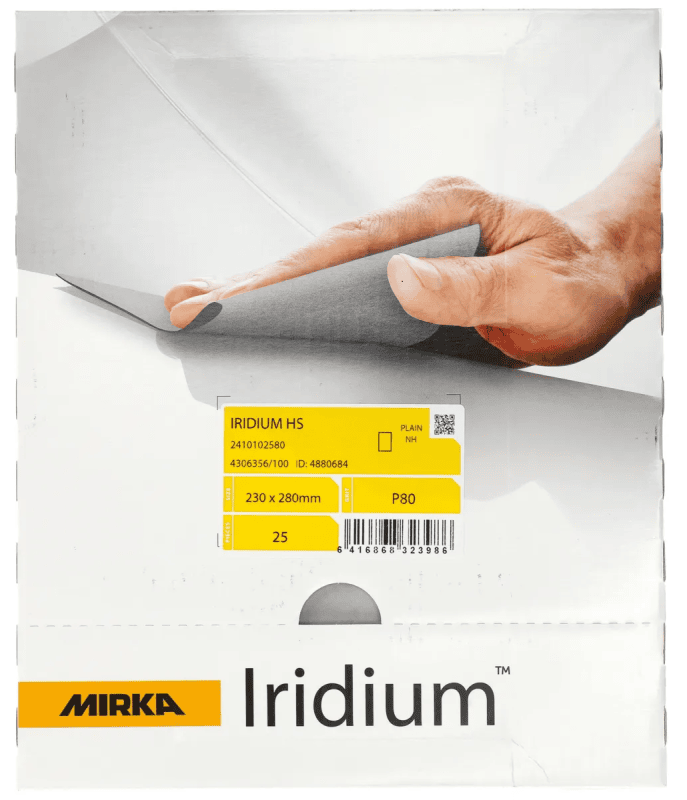 Preview: Mirka® Iridium® HS Schleifbogen 2410102512, 230 mm x 280 mm, P120, Kletthaftend, Mit Keramik- und Aluminiumkorn