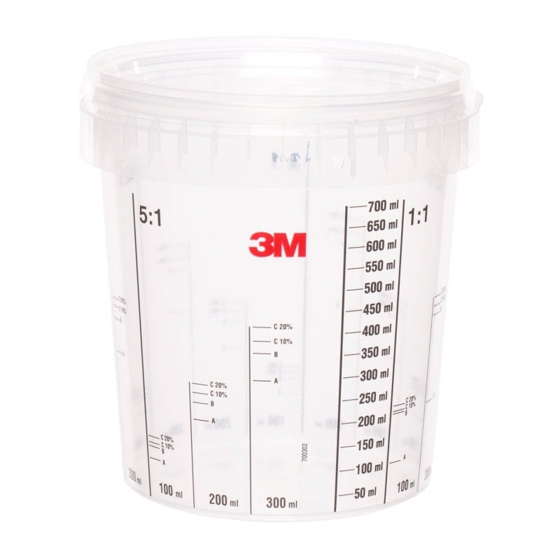 Preview: 3M™ 50403, 0,870 Liter Transparenter Mischbecher zum Mischen und Aufbewahren von Lacken