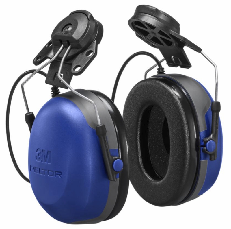 Preview: 3M™ PELTOR™ CH-3 LO ATEX Helmkapselgehörschutz Kopfhörer HT52P3E-112-50, Für den dauerhaften Einsatz mit externen Funkgerät (Nur Hören), SNR = 30 dB, ATEX Zulassung, FLX2 Anschluss, Blau / Schwarz, P3 Standard Adapter, Helmbefestigung