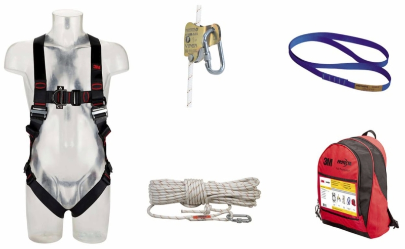 Preview: 3M™ Protecta® Vertikal Set 1150506, Größe M/L, Vertikales Seilsicherungssystem mit Anschlageinrichtung, Auffanggurt, Seilklemme, 15 m Sicherungsseil und Rucksack