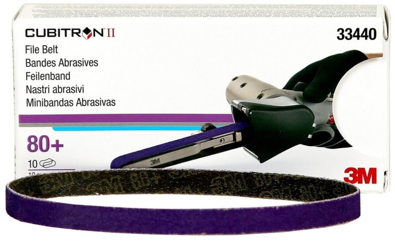 Preview: 3M™ Cubitron™ II 786F 33440, 10 mm x 330 mm, 80+, YF-Polyester, Universal Schleifband mit Präzisions-Keramikkorn