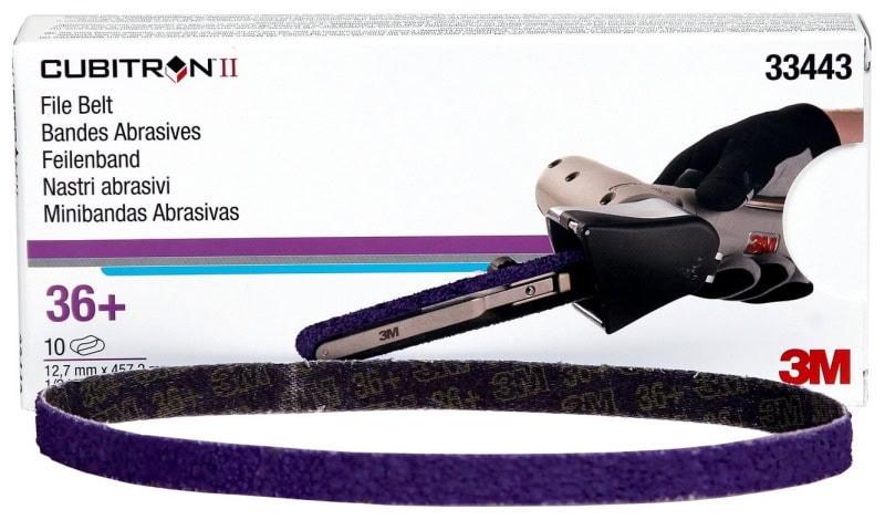 Preview: 3M™ Cubitron™ II 786F 33443, 13 mm x 457 mm, 36+, YF-Polyester, Universal Schleifband mit Präzisions-Keramikkorn