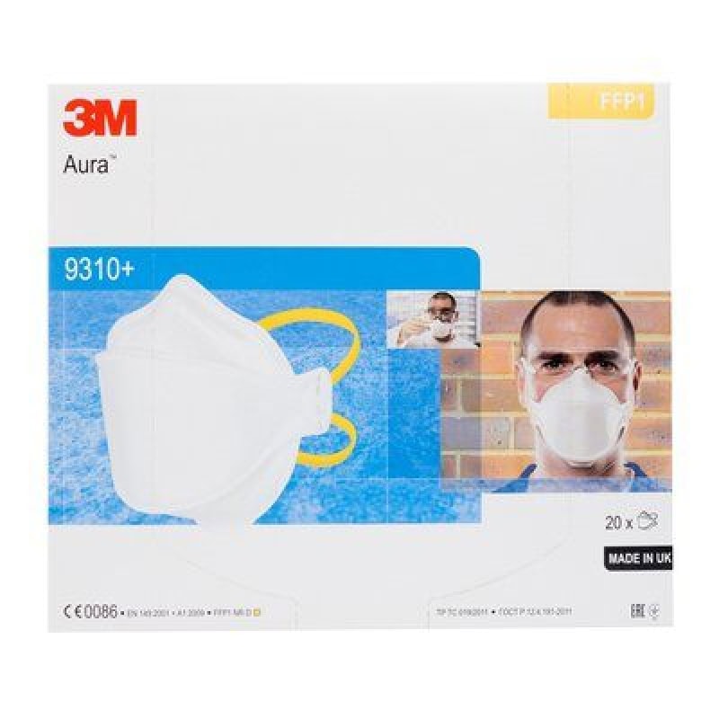 Preview: 3M™ Aura™ Atemschutzmaske 9310+ FFP1 NR D, Industrievariante, Hygienisch einzelverpackt