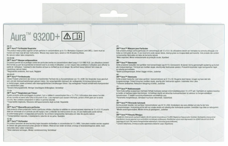 Preview: 3M™ Aura™ Atemschutzmaske 9320PRO5 FFP2 NR D, Einzelhandelsvariante, Hygienisch einzelverpackt, 5 Stück pro Packung, Pandemiemaske