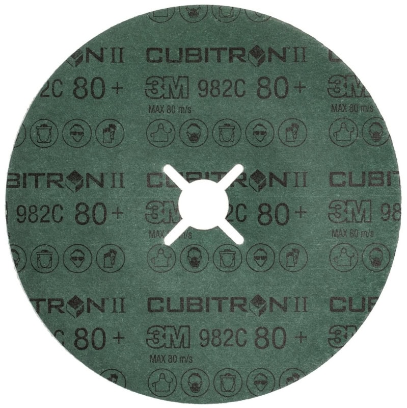 Preview: 3M™ Cubitron™ II 982C 464048, Ø 180 mm x ø 22,23 mm, 80+, 8.500 U./Min., Fiberscheibe mit Präzisions-Keramikkorn