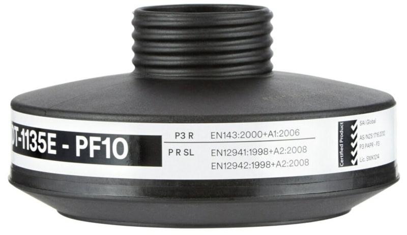 Preview: 3M™ DT-Series™ DT-1135E, Partikelfilter PF10, P3 PSL R D, Schwarz, 40 mm Rundfilteranschluss [NATO Standard], Filter gegen feste & flüssige Partikel