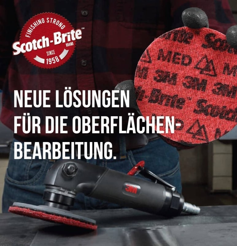 Preview: 3M™ Scotch-Brite™ PN-DH PNDH4224, Ø 115 mm, P600 - 1000, K, Very Fine, Blau, 13.300 U./Min., Kletthaftend, Präzisions-Vliesscheibe ohne Zentrierloch, Für Abtrags- und Finisharbeiten