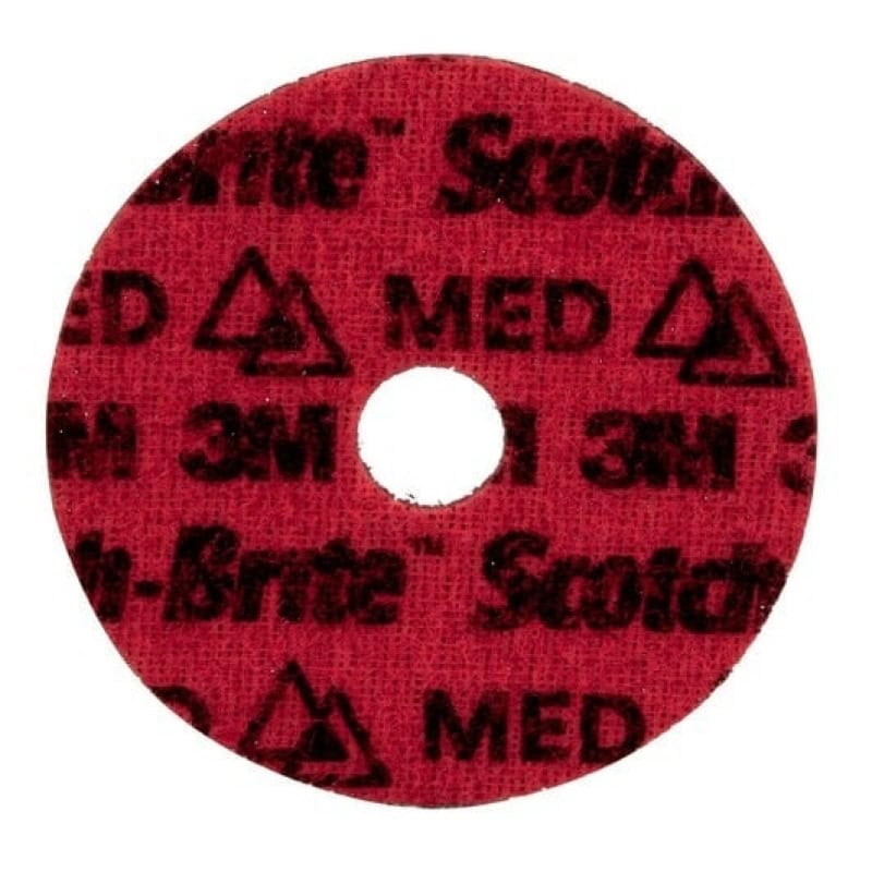 Preview: 3M™ Scotch-Brite™ PN-DH PNDH4229, Ø 125 mm x 22 mm, P220 - 240, K, Medium, Rot, 12.000 U./Min., Kletthaftend, Präzisions-Vliesscheibe mit Zentrierloch, Für Abtrags- und Finisharbeiten