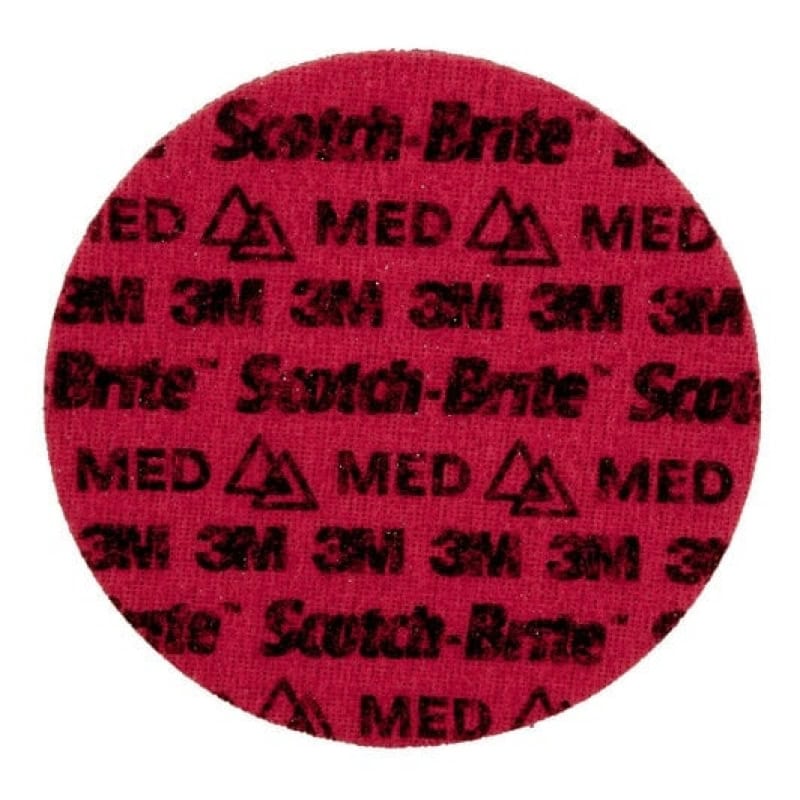 Preview: 3M™ Scotch-Brite™ PN-DH PNDH4223, Ø 115 mm, P220 - 280, K, Medium, Rot, 13.300 U./Min., Kletthaftend, Präzisions-Vliesscheibe ohne Zentrierloch, Für Abtrags- und Finisharbeiten