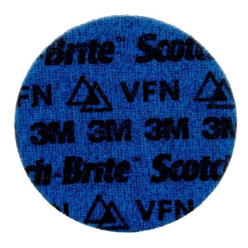 Preview: 3M™ Scotch-Brite™ PN-DH PNDH4671, Ø 100 mm, P600 - 1000, K, Very Fine, Blau, 15.000 U./Min., Kletthaftend, Präzisions-Vliesscheibe ohne Zentrierloch, Für Abtrags- und Finisharbeiten