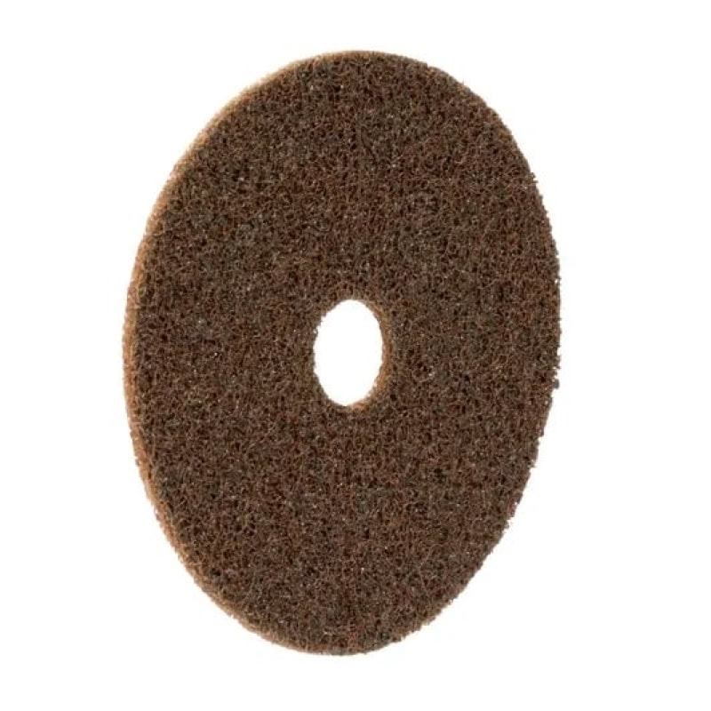 Preview: 3M™ Scotch-Brite™ SC-DH 60985, Ø 178 mm x 22 mm, P150 -180, A, Coarse, Braun, 6.000 U/Min., Kletthaftend, Vliesscheibe mit Zentrierloch, Für Reinigungs- und Finisharbeiten