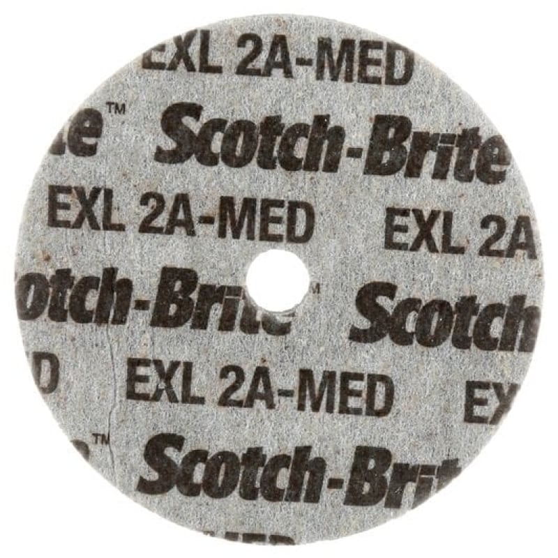 Preview: 3M™ Scotch-Brite™ EXL XL-UW 188388, Ø 76,2 mm x 3,2 mm, ø 9,53 mm, Härte 8, P320 - 500, A, Medium, 18.100 U./Min., Verpresste Kompaktscheibe, Für Entgratungs- und Finisharbeiten