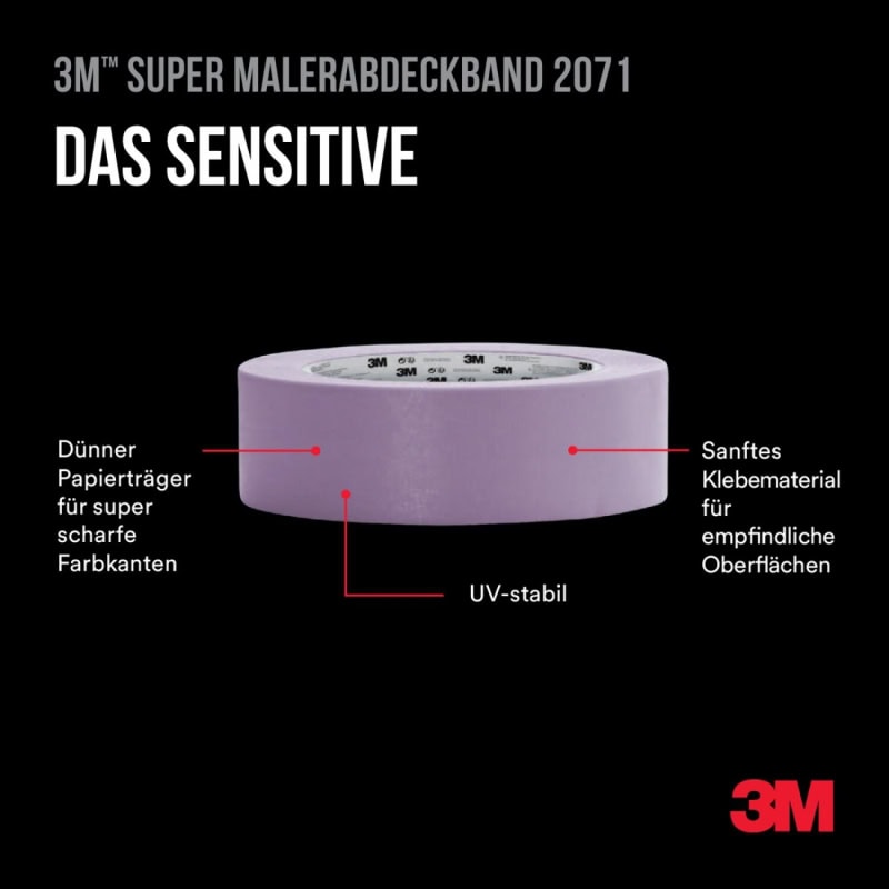 Preview: 3M™ Scotch® 2071, 48 mm x 50 m, 0,102 mm, Lila, Lange Rückstandsfrei, Professionelles Malerabdeckband, Ausführung mit EAN Label