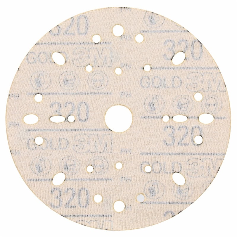 Preview: 3M™ Hookit™ Schleifscheibe Gold 288U 09287, Ø 150 mm, 320+, Multilochung, Offene Streuung, A, Kletthaftend, D-Papierscheibe mit Aluminiumoxid, Ideal für die Automobilreparatur