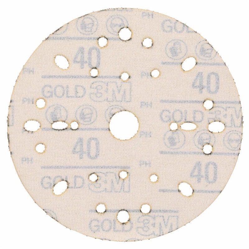 Preview: 3M™ Hookit™ Schleifscheibe Gold 288U 09280, Ø 150 mm, 40+, Multilochung, Offene Streuung, A, Kletthaftend, D-Papierscheibe mit Aluminiumoxid, Ideal für die Automobilreparatur