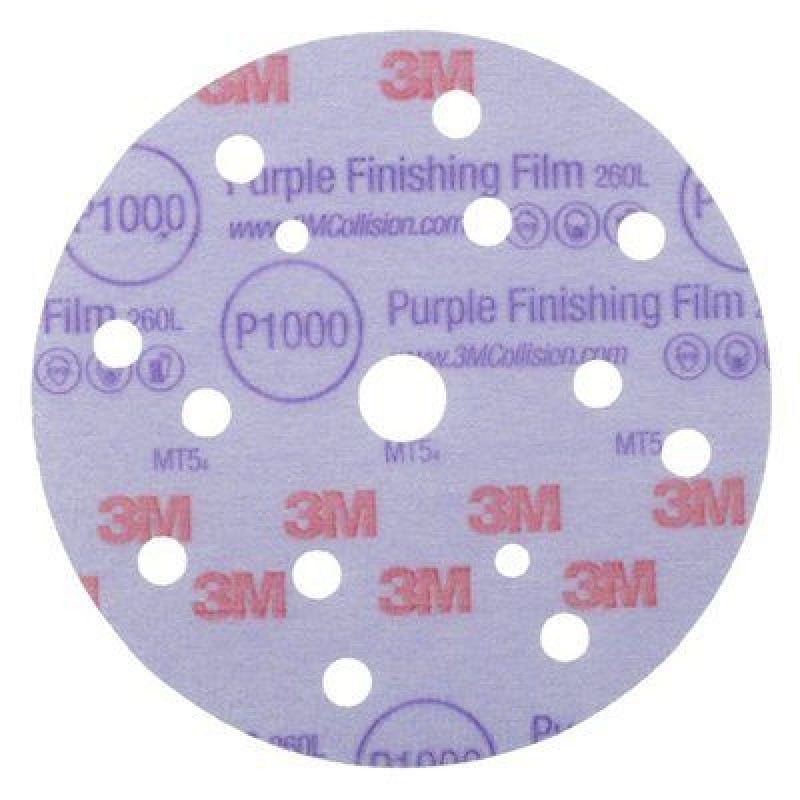 Preview: 3M™ Hookit™ 260L+ Purple 51304N, 15-Loch, Ø 150 mm, P2000, 15-fach gelocht, Kletthaftend, Schleifscheibe mit Aluminiumkorn