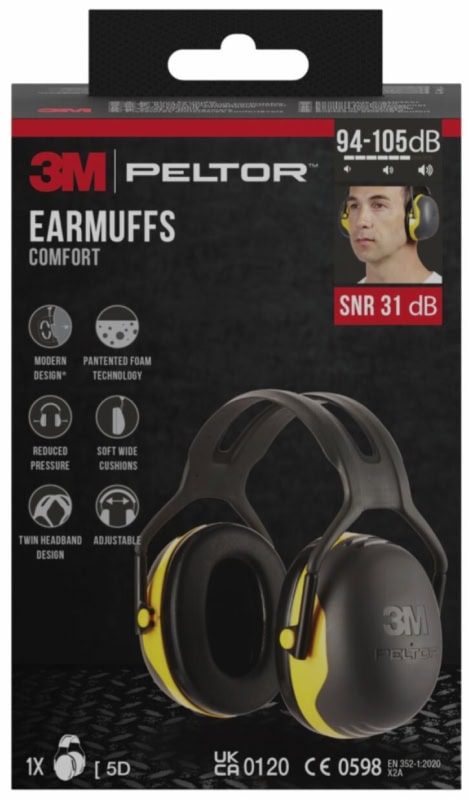 Preview: 3M™ PELTOR™ X2A-1 Kapselgehörschutz, Für sehr laute Arbeitsumgebungen, SNR = 31 dB, Gelb/Schwarz, Kopfbügel, Einzelhandelsverpackung