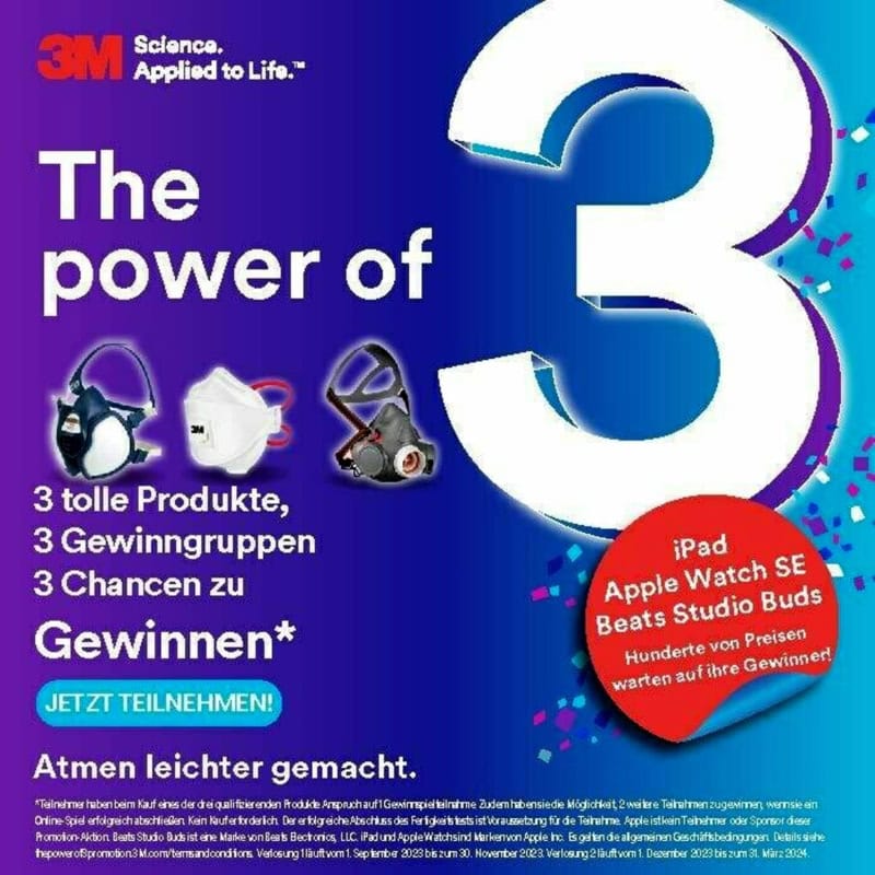 Preview: 3M™ Aura™ Atemschutzmaske 9332+GEN3 FFP3 NR D mit Cool-Flow Ausatemventil, Industrievariante, Hygienisch einzelverpackt