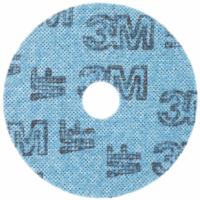 Preview: 3M™ Scotch-Brite™ Vliescheibe SC-DH 60983, Ø 115 mm x 22 mm, P600 - 1000, Very fine, Metall & Edelstahl — Entgraten, Reinigen, Finish, Blau, A, 8.000 U./Min., Kletthaftend, Mit Zentrierloch