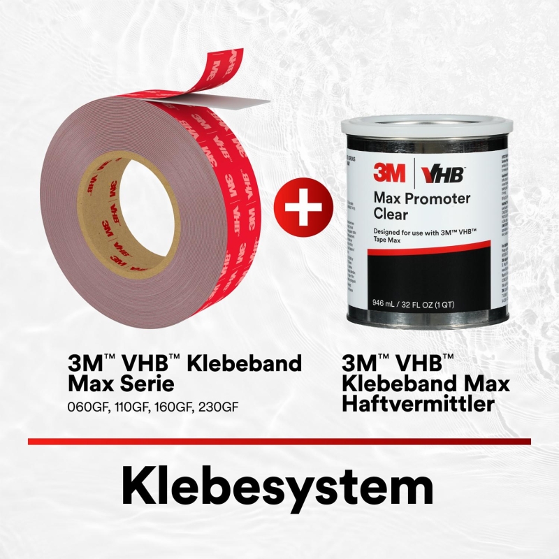 Preview: 3M™ VHB™ MAX-230GF Doppelseitiges Klebeband MAX-230/19/22, 19 mm x 22 m, 2,3 mm, Grau, Folien Abdeckung, Für Seitenpaneele, Halterungen und Verkleidungen in Fahrzeugen, Geräten, Bau- und HVAC-Anwendungen