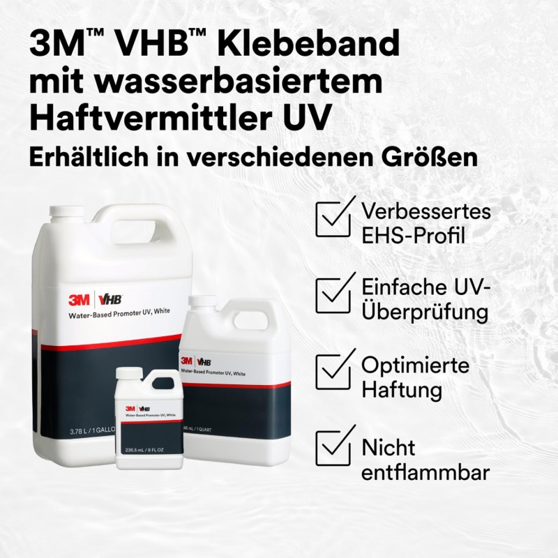 Preview: 3M™ VHB™ Wasserbasierter Haftvermittler UV 9704UV946, 946 ml, Weiß, Für bessere Haftung, Sicherheit und Nachhaltigkeit