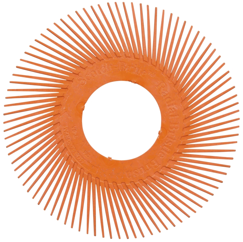 Preview: 3M™ Scotch-Brite™ Präzisions Radialborstenbürste Einzelsegmente PN-RB 7100374842, Ø 150 mm, 80+, Typ A (Schräge Borsten), Ohne Adapter, Orange, 6.000 U./Min., Für Reinigungs- und Entgratungsarbeiten