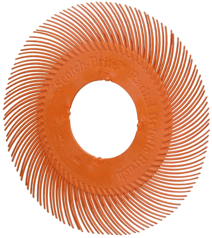 Preview: 3M™ Scotch-Brite™ Präzisions Radialborstenbürste Einzelsegmente PN-RB 7100374846, Ø 150 mm, 80+, Typ C (Gebogene Borsten), Ohne Adapter, Orange, 6.000 U./Min., Für Reinigungs- und Entgratungsarbeiten