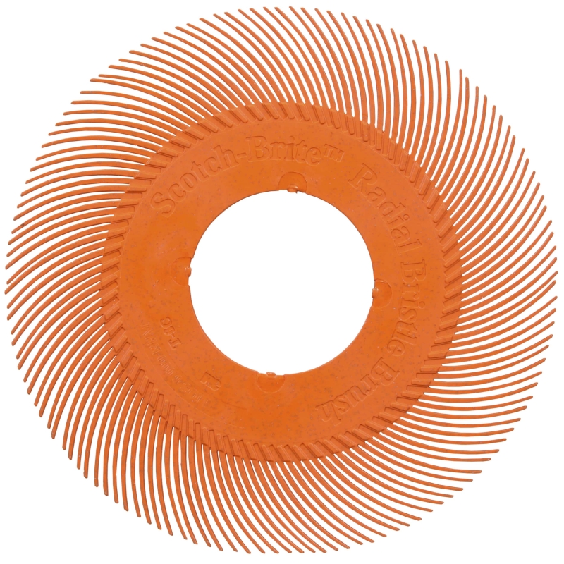 Preview: 3M™ Scotch-Brite™ Präzisions Radialborstenbürste Einzelsegmente PN-RB 7100374846, Ø 150 mm, 80+, Typ C (Gebogene Borsten), Ohne Adapter, Orange, 6.000 U./Min., Für Reinigungs- und Entgratungsarbeiten