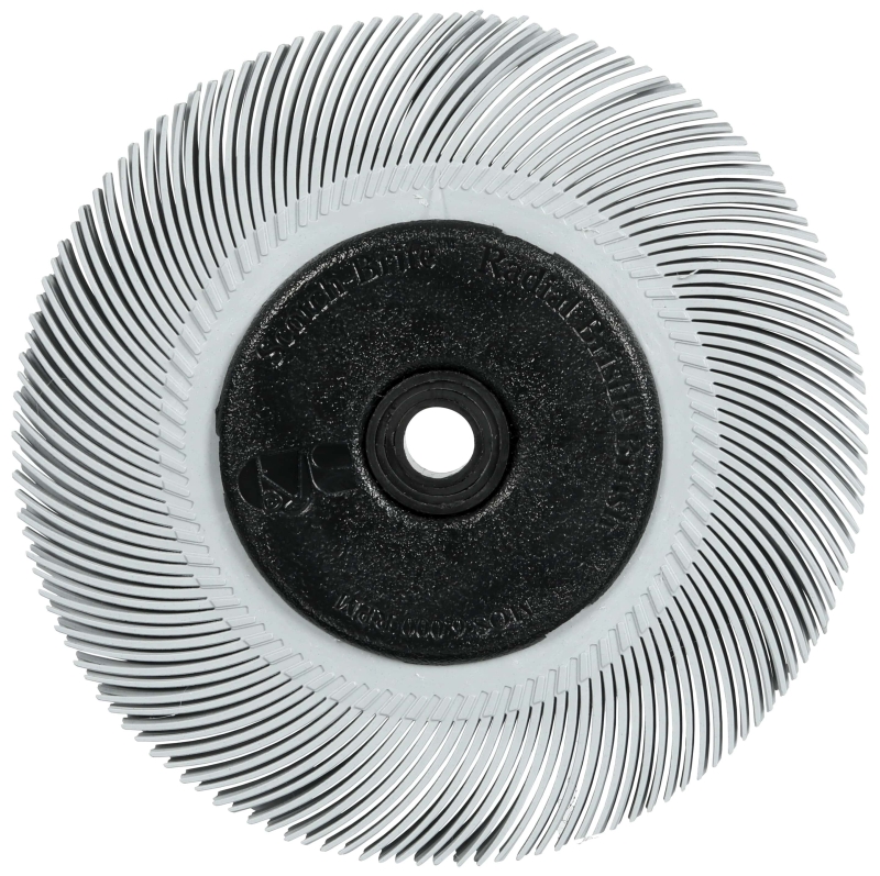 Preview: 3M™ Scotch-Brite™ Präzisions Radialborstenbürste PN-RB 7100374853, Ø 194 mm x ø 32 mm, Breite: 25 mm, 120+, Typ C (Gebogene Borsten), Mit Flansch, Grau, 6.000 U./Min., Für Reinigungs- und Entgratungsarbeiten