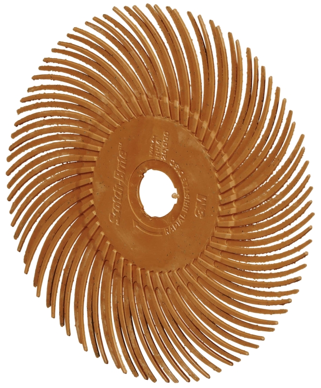 Preview: 3M™ Scotch-Brite™ Präzisions Radialborstenbürste PN-RB 7100374911, Ø 50 mm x ø 10 mm, 80+, Typ C (Gebogene Borsten), Orange, 25.000 U./Min., Für Reinigungs- und Entgratungsarbeiten