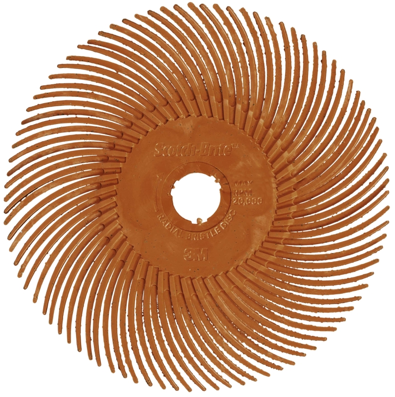 Preview: 3M™ Scotch-Brite™ Präzisions Radialborstenbürste PN-RB 7100374911, Ø 50 mm x ø 10 mm, 80+, Typ C (Gebogene Borsten), Orange, 25.000 U./Min., Für Reinigungs- und Entgratungsarbeiten