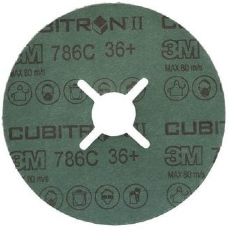 Preview: 3M™ Cubitron™ II 786C 33410, Ø 115 mm x ø 22,23 mm, 80+, 13.300 U./Min., Fiberschleifscheibe mit Präzisions-Keramikkorn