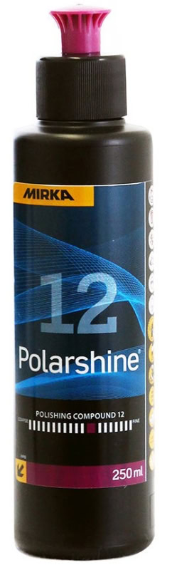 Preview: Mirka® Polarshine 12 7991202511, 250 ml, Mittelgrobe One-Step Politur ideal für sehr feine Kratzer oder Unebenheiten