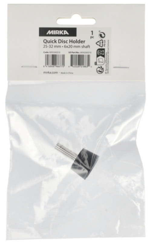 Preview: Mirka® Quick Disc Halter 8093260210, Ø 25 - 32 mm, Ungelocht, 6 x 20 mm Aufnahmeschaft, Hart, Ohne Schaumunterlage