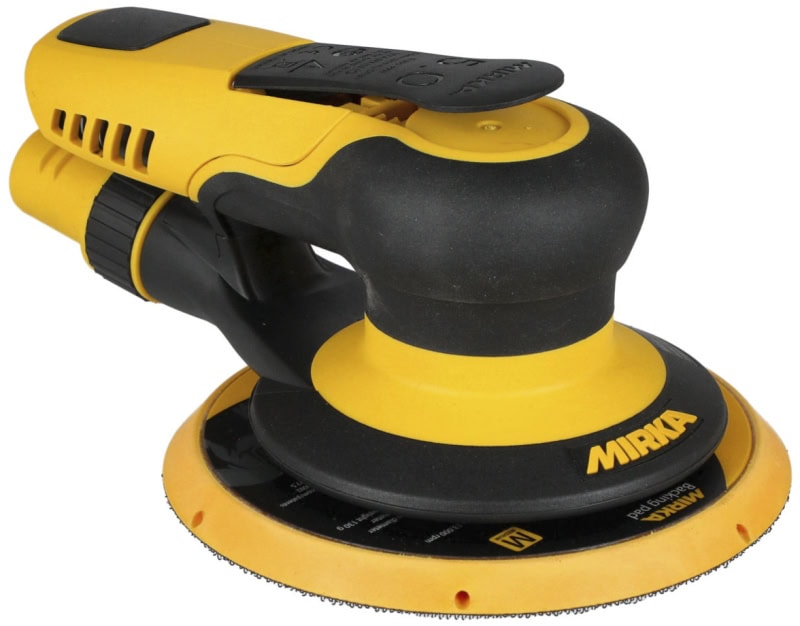 Preview: Mirka® PROS 650DB Druckluft Exzenterschleifer mit Staubbeutel 8993000111, Ø 150 mm, 5 mm Schleifhub, 5/16"-Gewinde, Eigenabsaugung, 0,36 PS / 270 Watt, Externer Absauganschluss