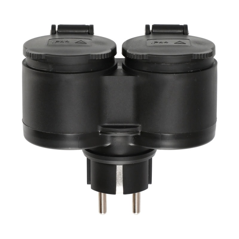 Preview: Mirka® Elektrischer Adapter 2-Fach 8999294111, IP 44, Schwarz, 230V EU