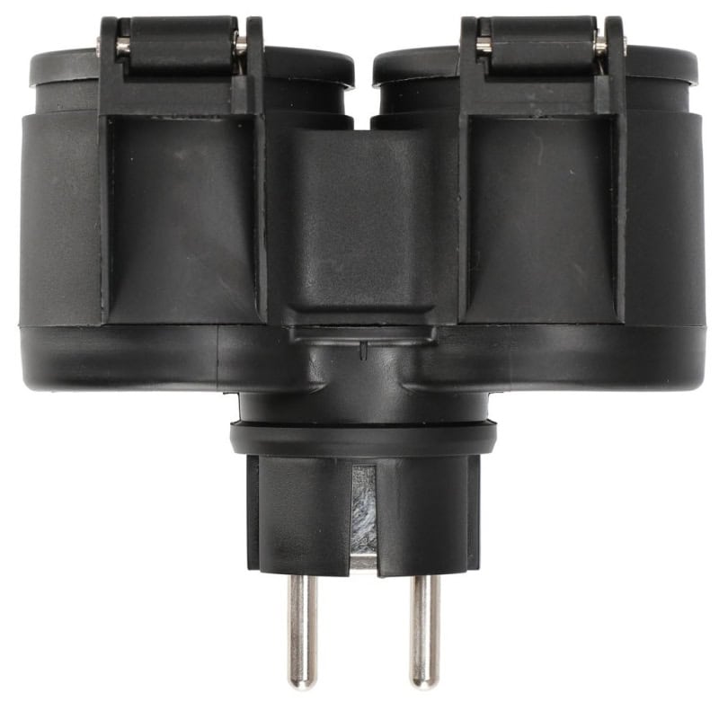 Preview: Mirka® Elektrischer Adapter 2-Fach 8999294111, IP 44, Schwarz, 230V EU