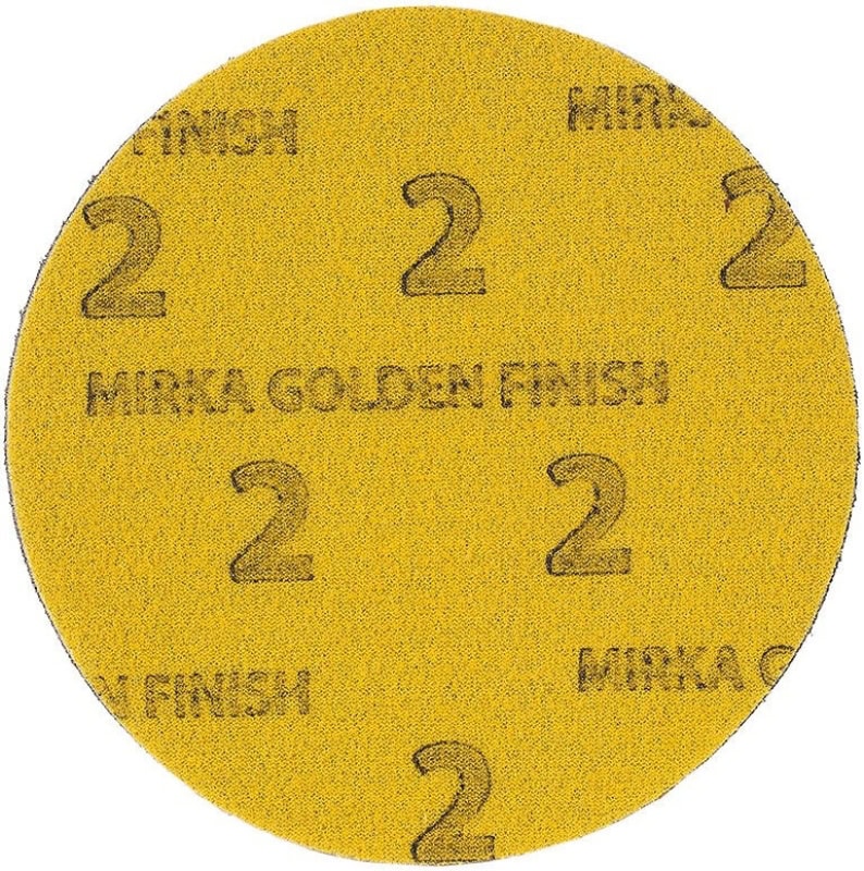 Preview: Mirka® Golden Finish-2 8A24101502GF, Ø 150 mm, Ungelocht, Kletthaftend, Schleifscheibe mit Aluminiumkorn, Für Finisharbeiten