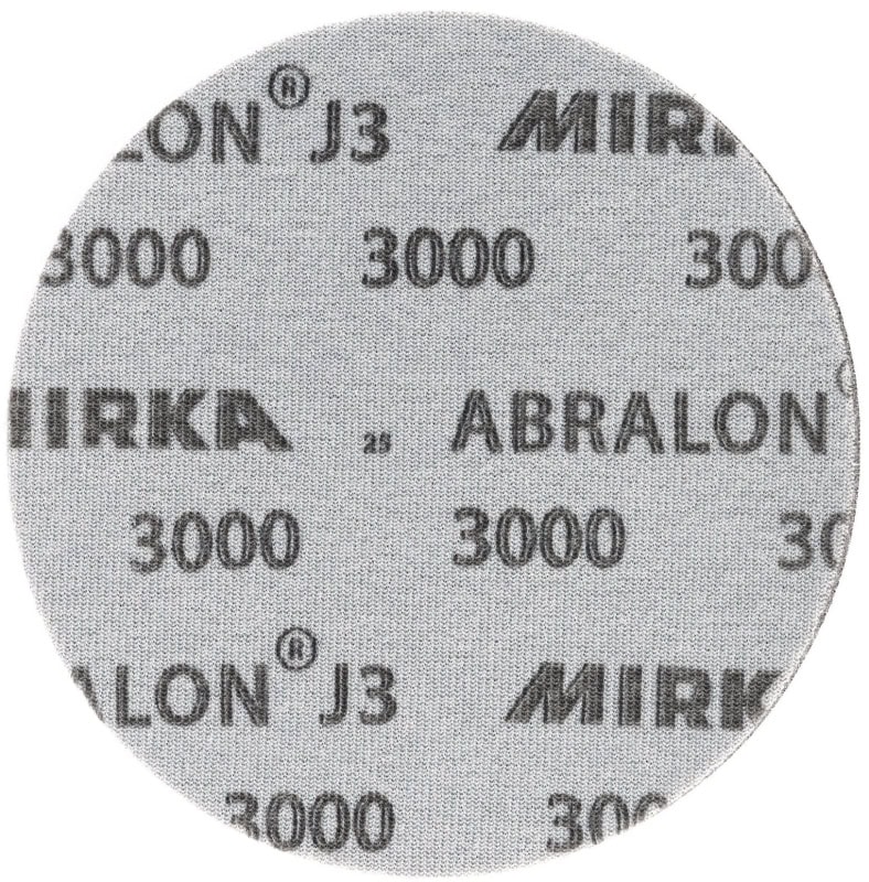 Preview: Mirka® Abralon J3 8M030194, Ø 150 mm, P2000, S, Ungelocht, Kletthaftend, Schleifscheibe mit Siliziumkarbidkorn, Für Finish- und Polierarbeiten an Werkstücken