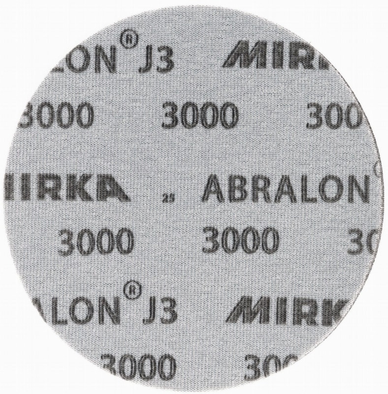 Preview: Mirka® Abralon J3 8M055363, Ø 225 mm, P2000, S, Ungelocht, Kletthaftend, Schleifscheibe mit Siliziumkarbidkorn, Für Finish- und Polierarbeiten an Werkstücken