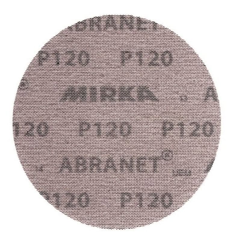 Preview: Mirka® Abranet 5424105037, Ø 150 mm, P360, Gitternetz, Kletthaftend, PA Gitternetz Schleifscheibe mit Aluminiumkorn