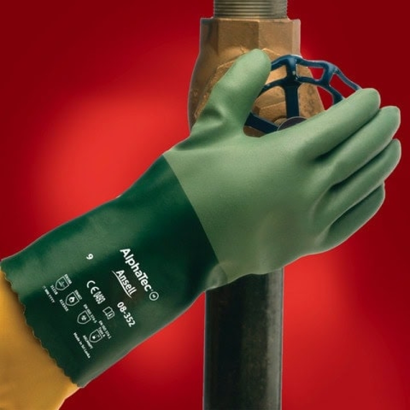 Preview: Ansell AlphaTec™ 08-352 Chemikalienschutzhandschuh 8352090, Für die chemische Industrie und Anlagenwartung, Größe 9, Grün, 305 mm lang, Mit erhöhter Griffigkeit, Flexibilität und Komfort