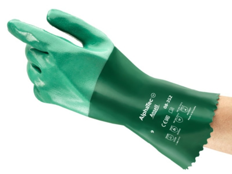 Preview: Ansell AlphaTec™ 08-352 Chemikalienschutzhandschuh 8352100, Für die chemische Industrie und Anlagenwartung, Größe 10, Grün, 305 mm lang, Mit erhöhter Griffigkeit, Flexibilität und Komfort