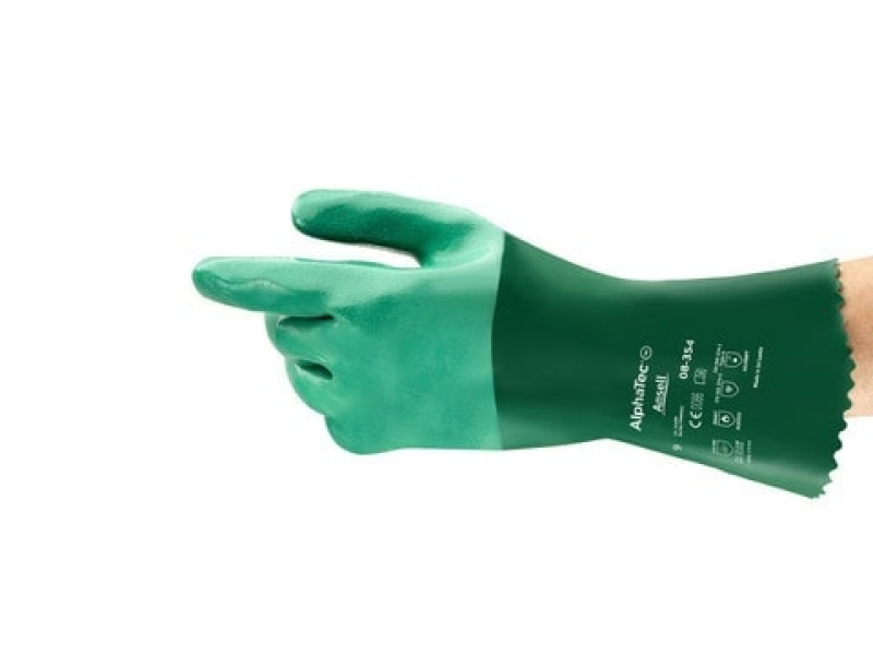 Preview: Ansell AlphaTec™ 08-354 Chemikalienschutzhandschuh 8354090, Größe 9, Grün, 355 mm lang, Für hohe Flexibilität und gute Griffigkeit