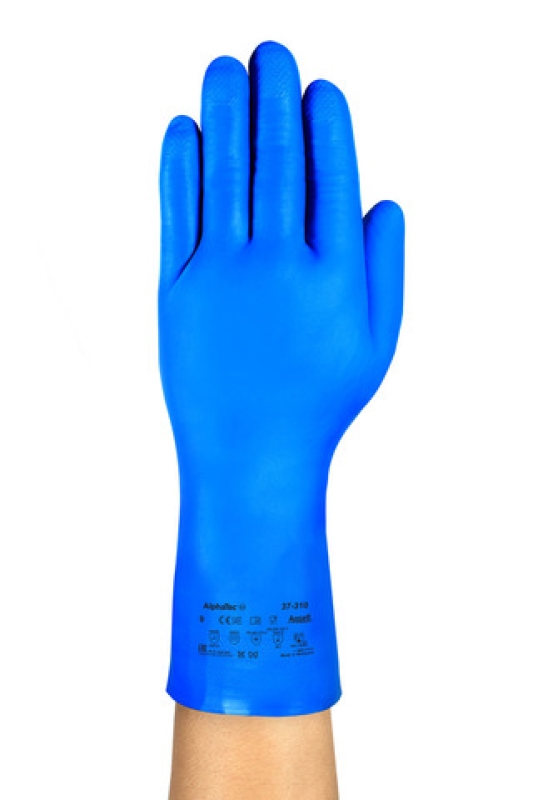Preview: Ansell AlphaTec™ 37-310 Chemikalienschutzhandschuh 37310110, Dünner Chemikalienschutzhandschuh für Lebensmittelverarbeitung, Größe 11, Blau, 310 mm lang, Für hohe Fingerfertigkeit